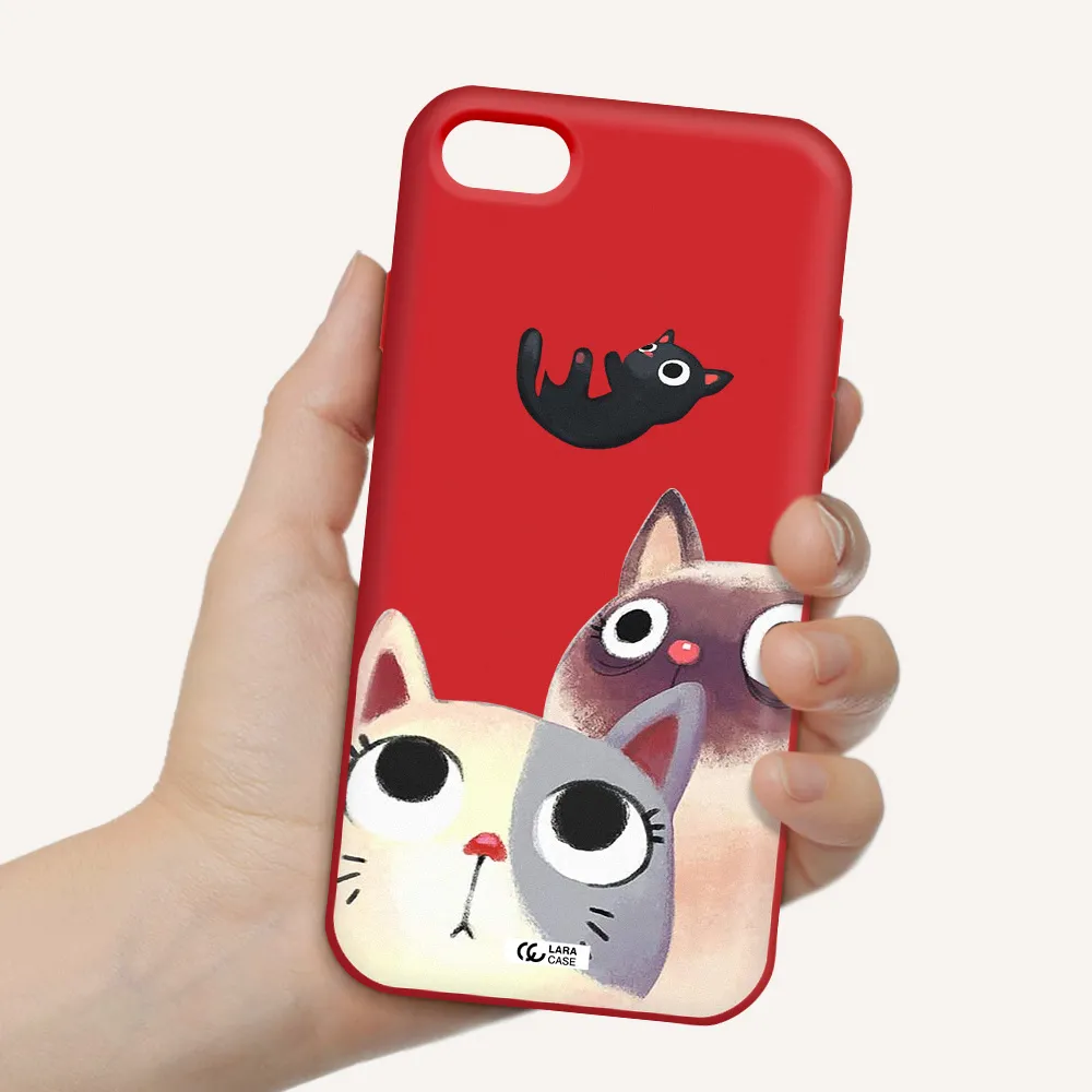 Falling Kitten Watercolor Apple iPhone 7 Silicone Imperial Red Case
