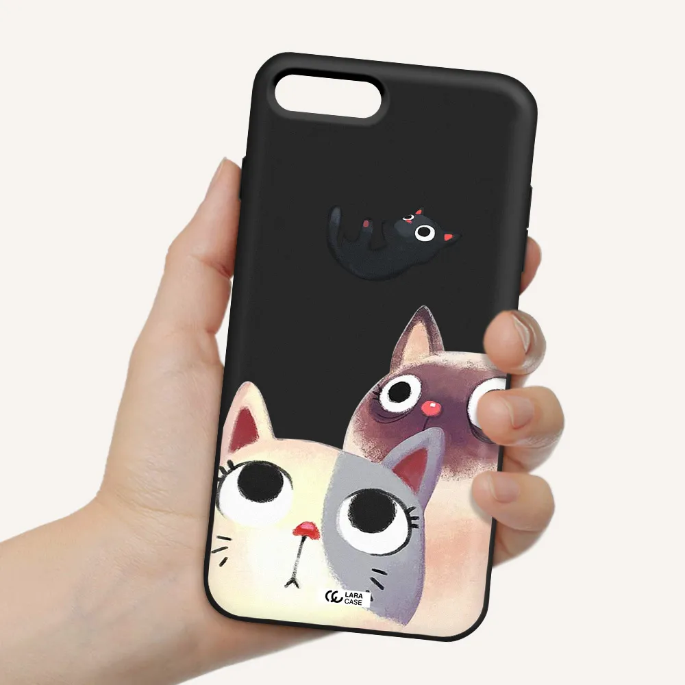 Falling Kitten Watercolor Apple iPhone 8 plus Silicone black Case
