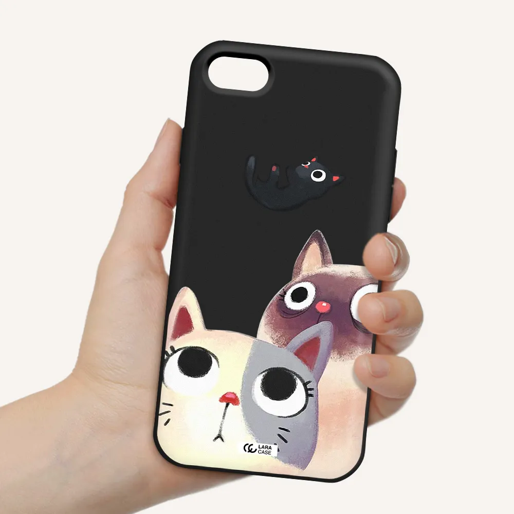 Falling Kitten Watercolor Apple iPhone 8 Silicone black Case