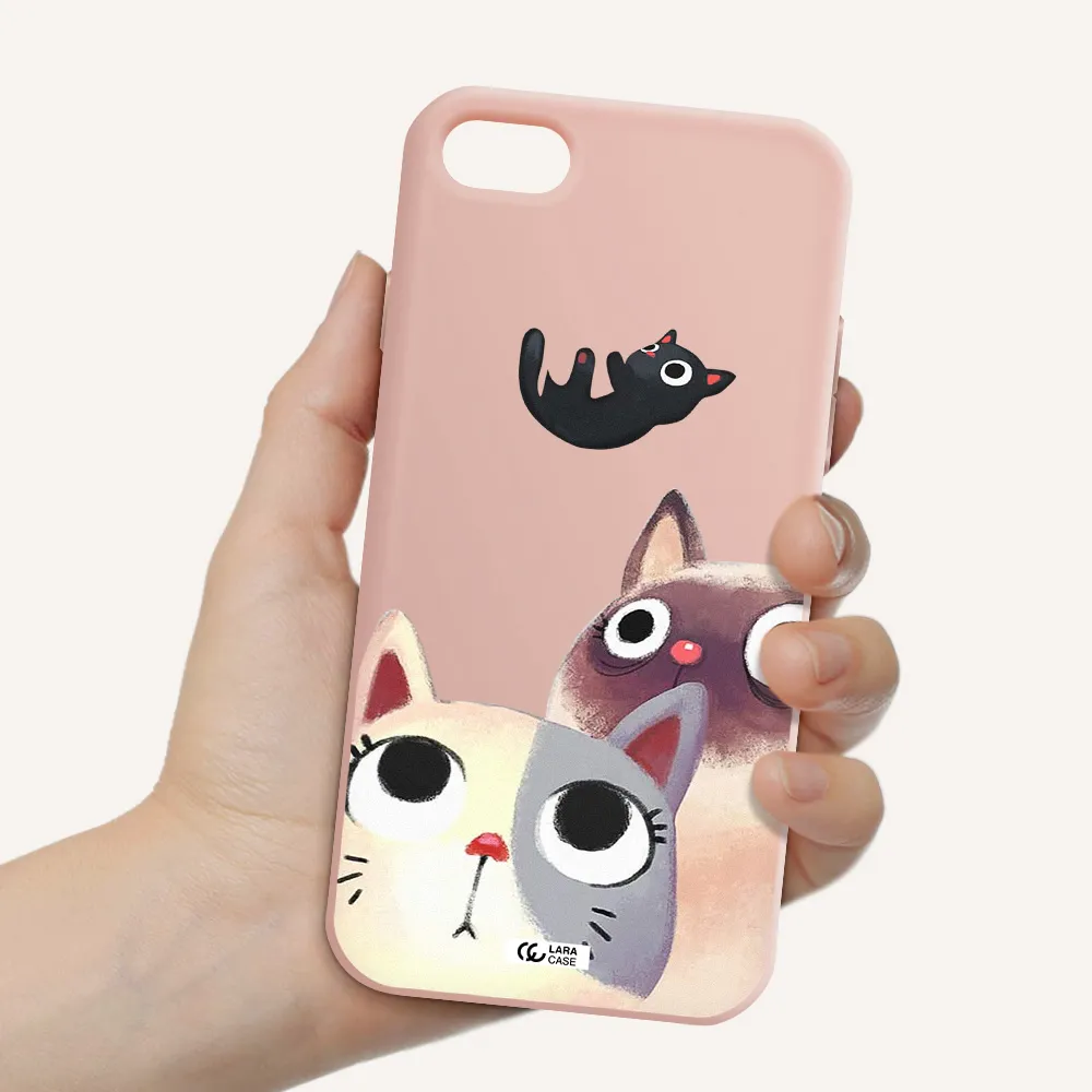 Falling Kitten Watercolor Apple iPhone 8 Silicone pastel pink Case