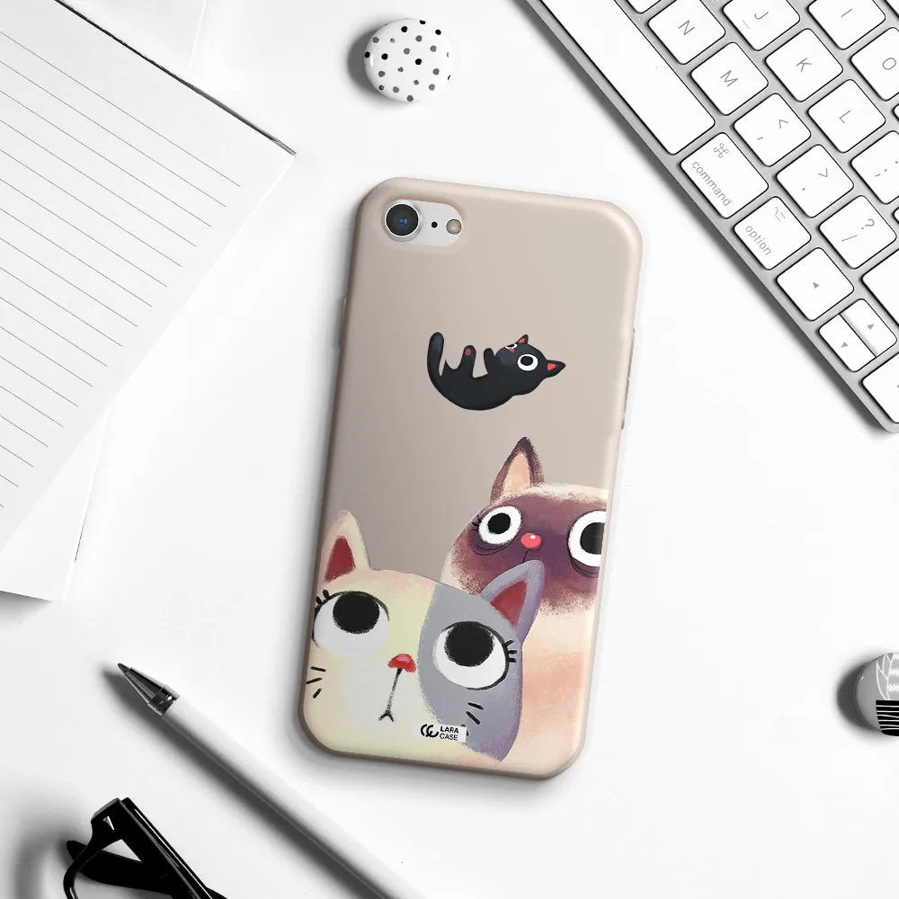 Falling Kitten Watercolor Apple iPhone 8 Silicone Stone Case