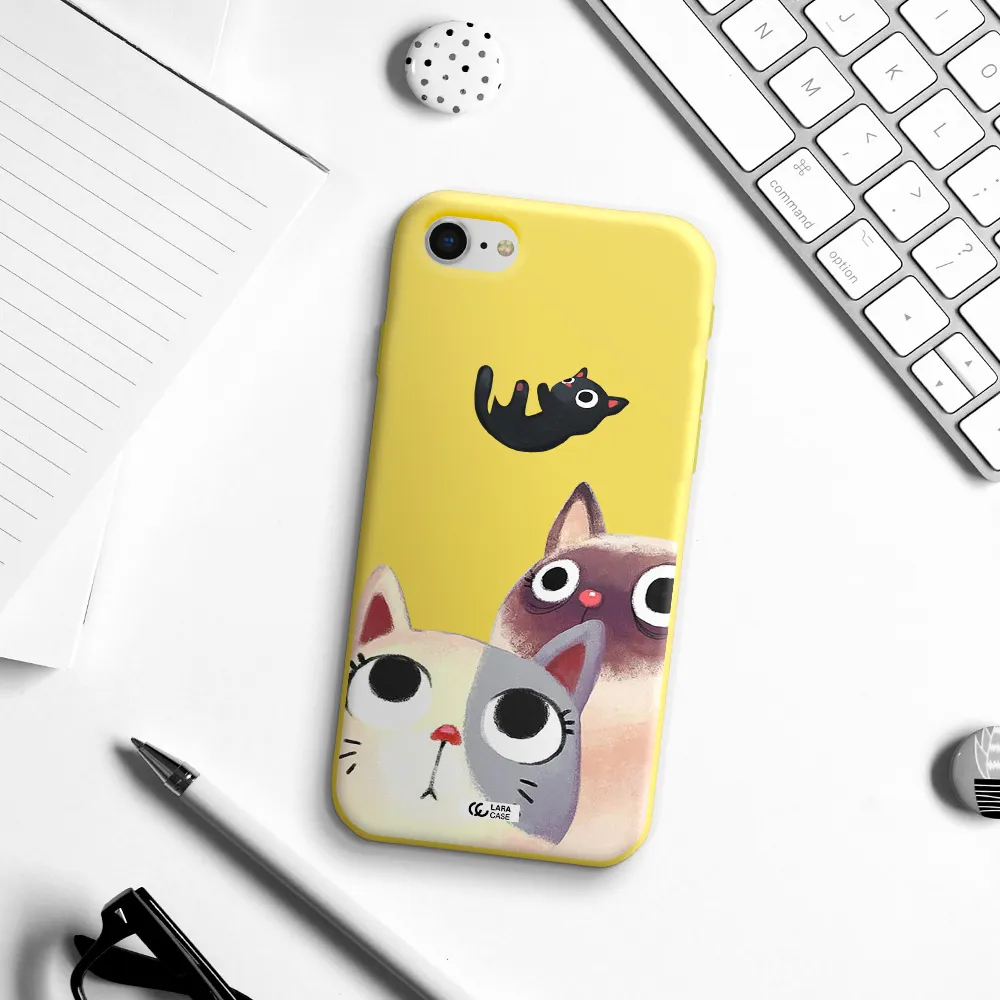 Falling Kitten Watercolor Apple iPhone se 2020 Silicone canary yellow Case