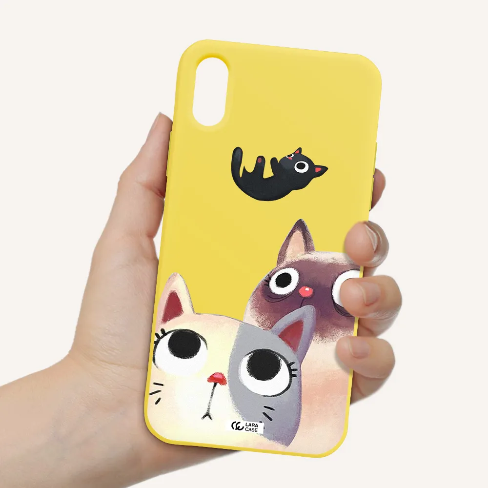 Falling Kitten Watercolor Apple iPhone X Silicone canary yellow Case