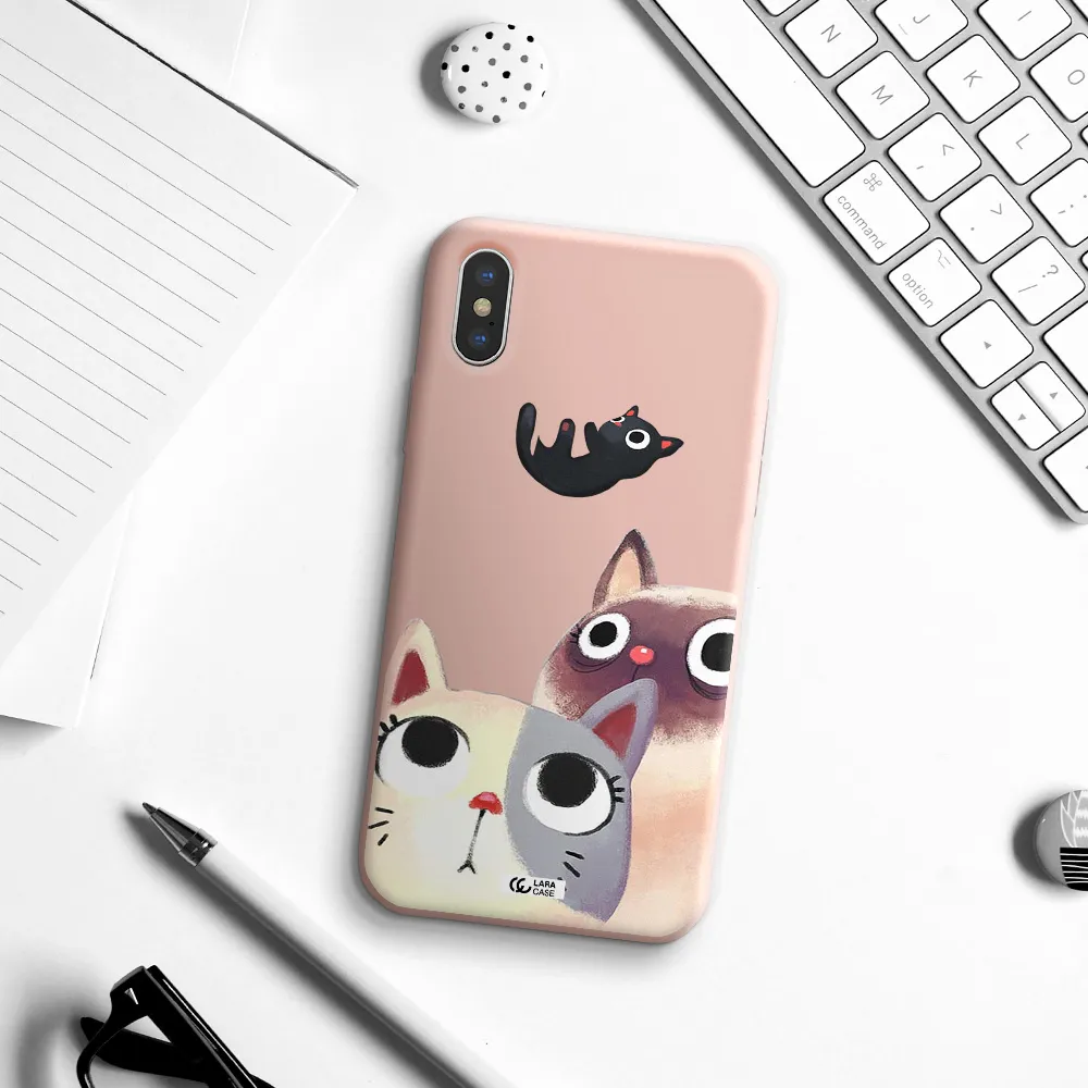 Falling Kitten Watercolor Apple iPhone X Silicone pastel pink Case