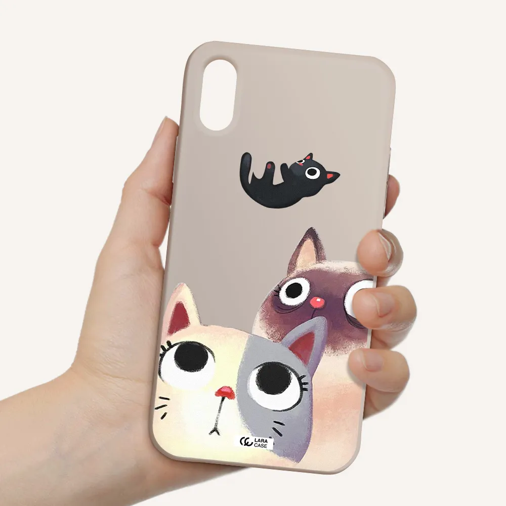 Falling Kitten Watercolor Apple iPhone X Silicone Stone Case