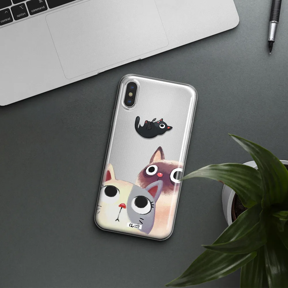 Falling Kitten Watercolor Apple iPhone XS Clear TPU Case