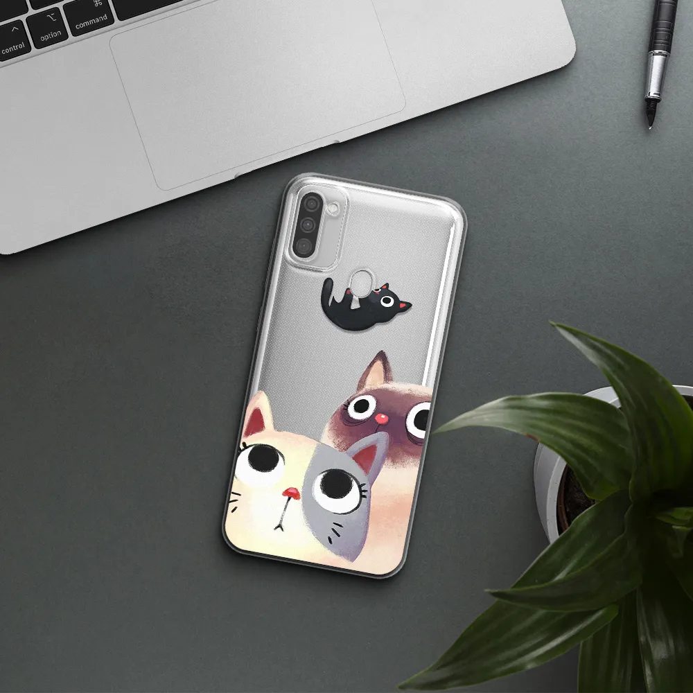 Falling Kitten Watercolor Samsung M11 Clear TPU Case