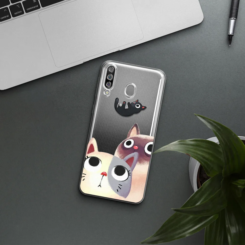 Falling Kitten Watercolor Samsung M30 Clear TPU Case