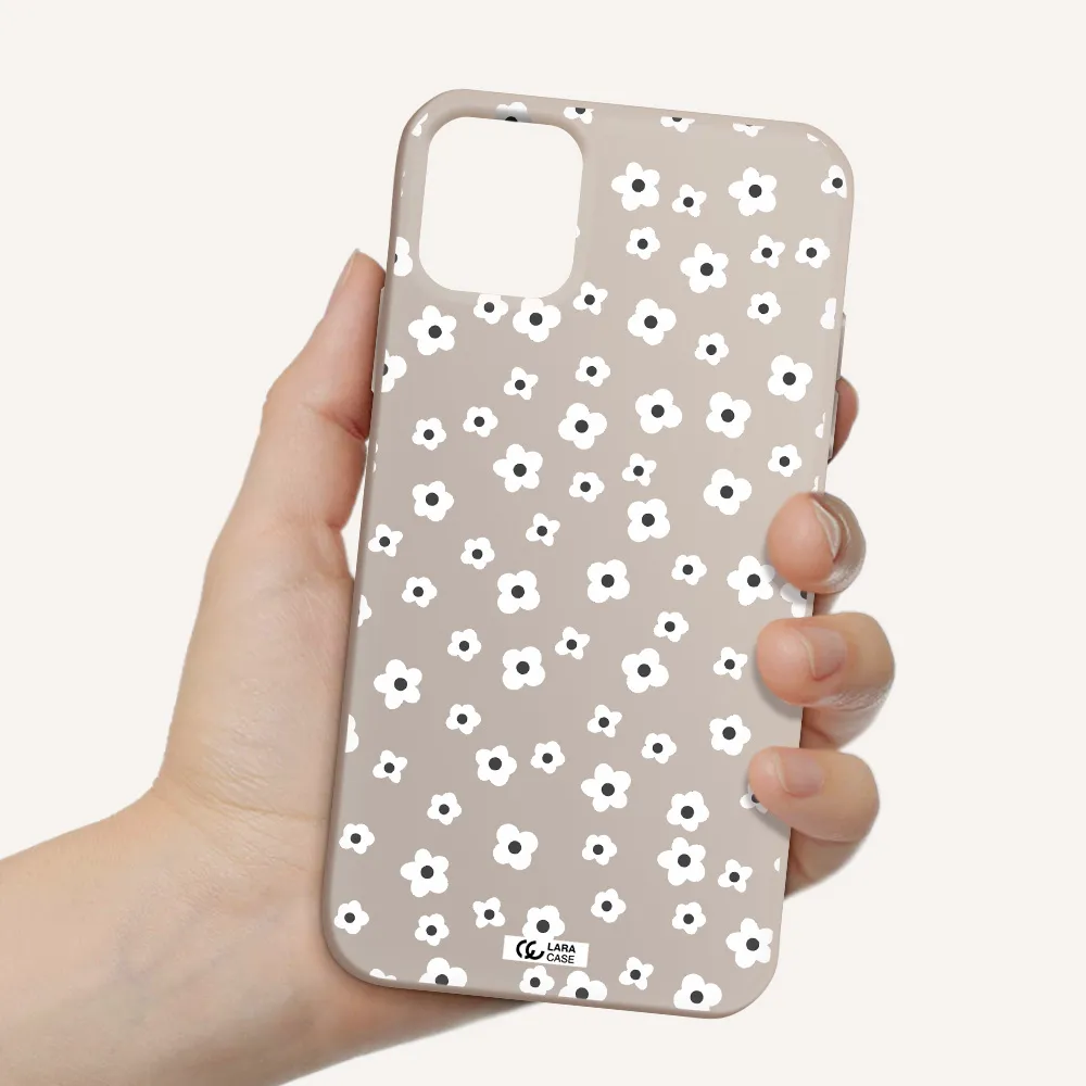 Five Petal White Flower Apple iPhone 11 Silicone Stone Case