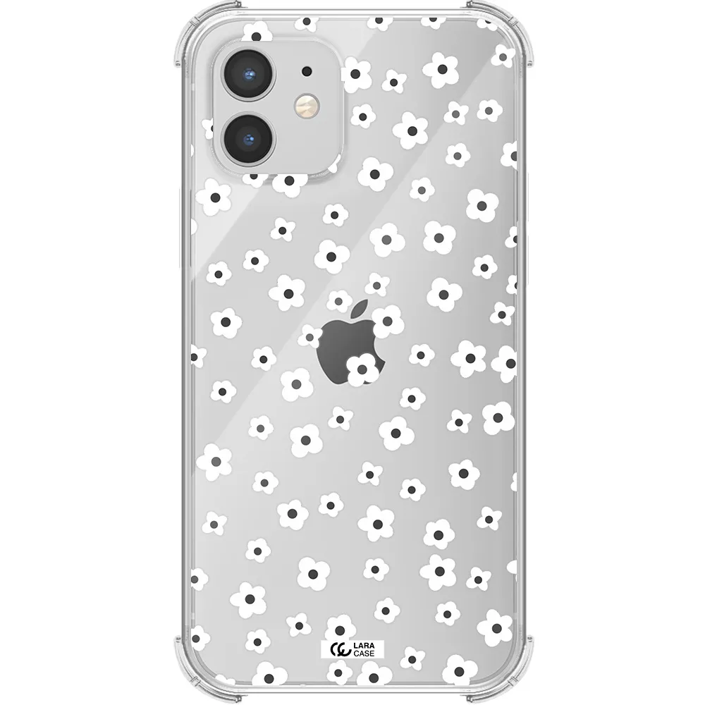 Five Petal White Flower Apple iPhone 12 Clear PC Case