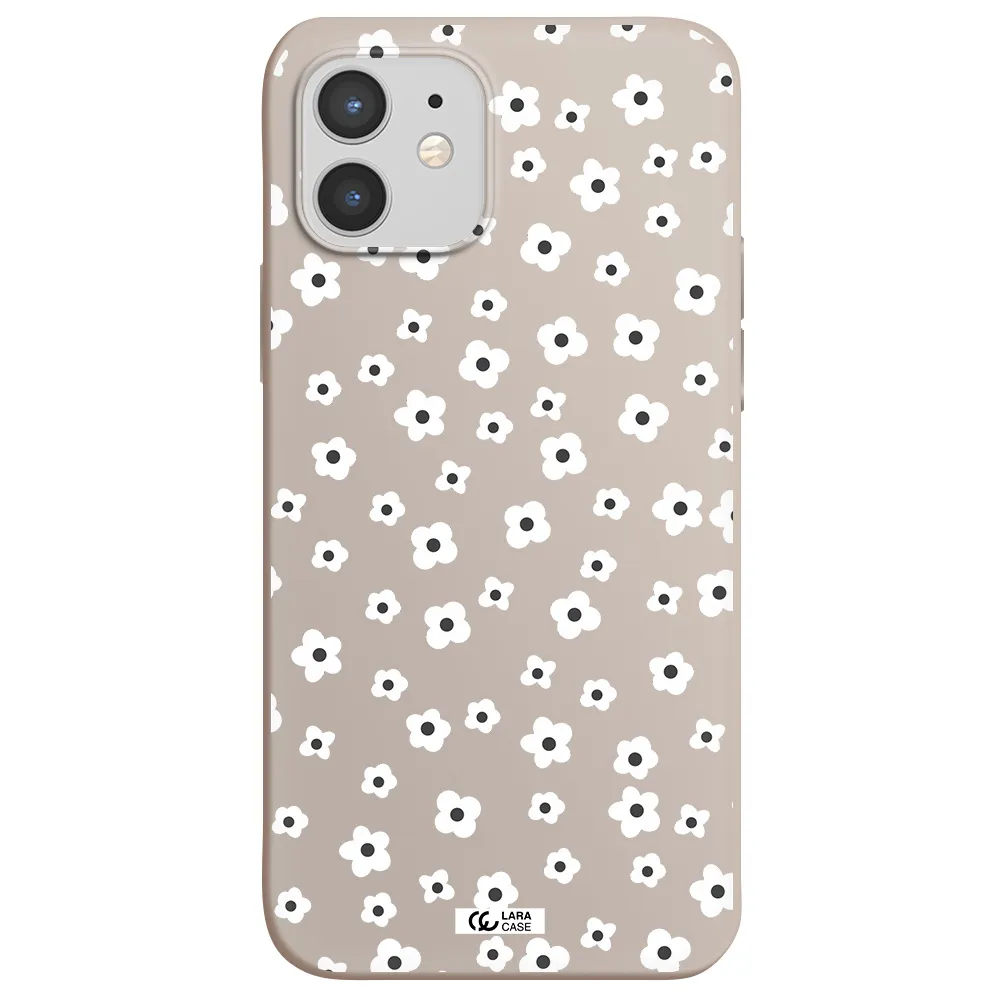 Five Petal White Flower Apple iPhone 12 mini Silicone Stone Case