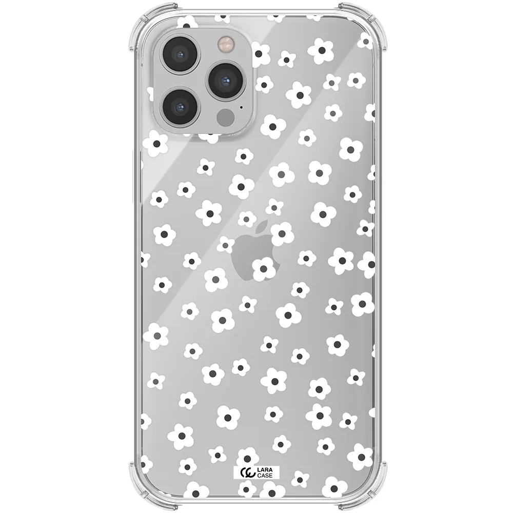 Five Petal White Flower Apple iPhone 12 pro Clear PC Case