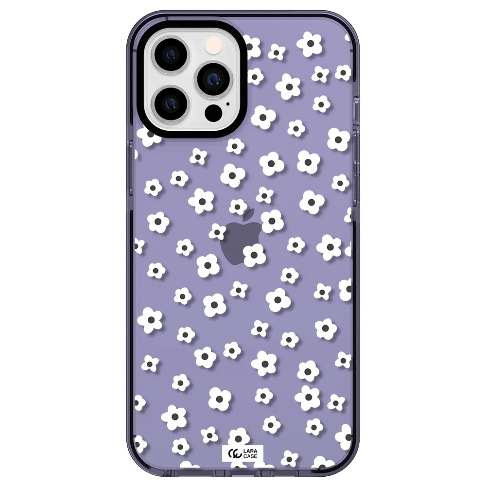 Five Petal White Flower Apple iPhone 12 pro max impact Lilac Case