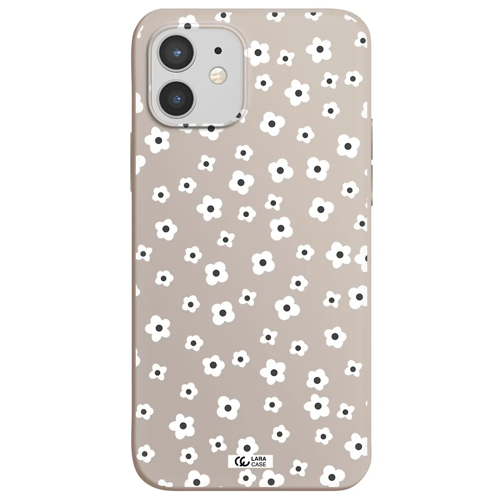 Five Petal White Flower Apple iPhone 12 Silicone Stone Case