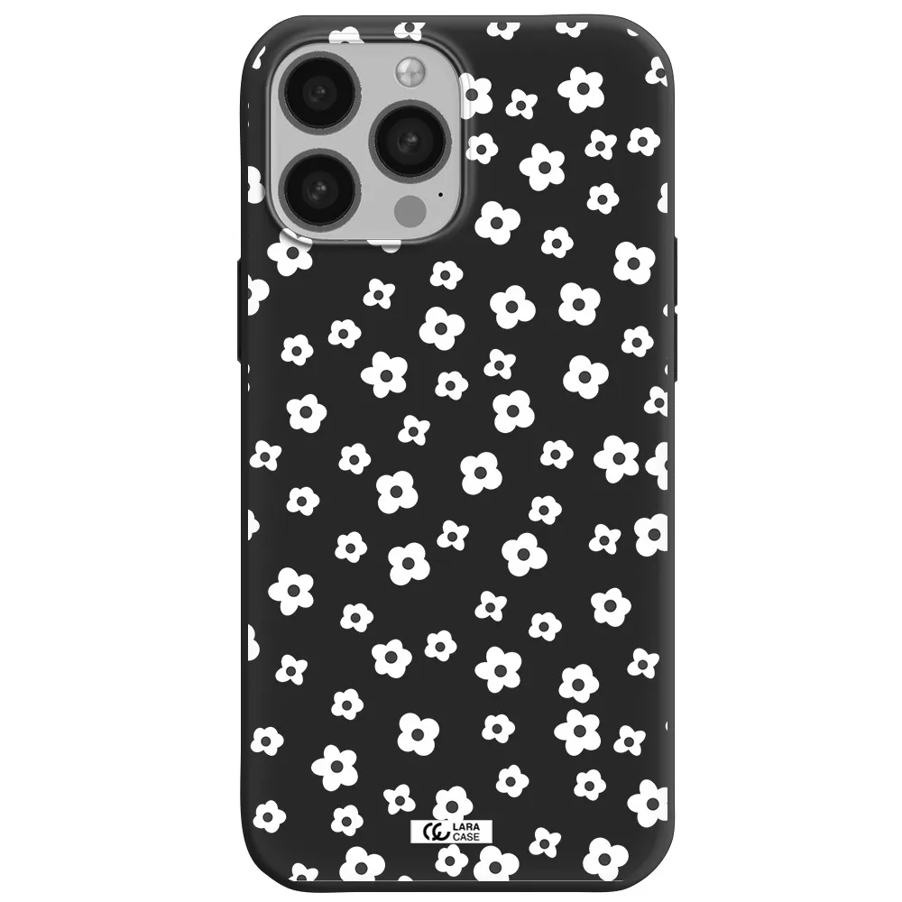 Five Petal White Flower Apple iPhone 13 Pro Silicone black Case