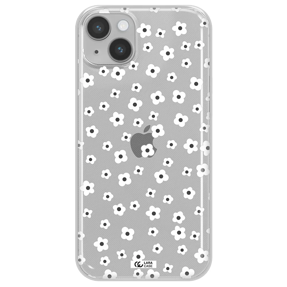Five Petal White Flower Apple iPhone 14 Clear TPU Case