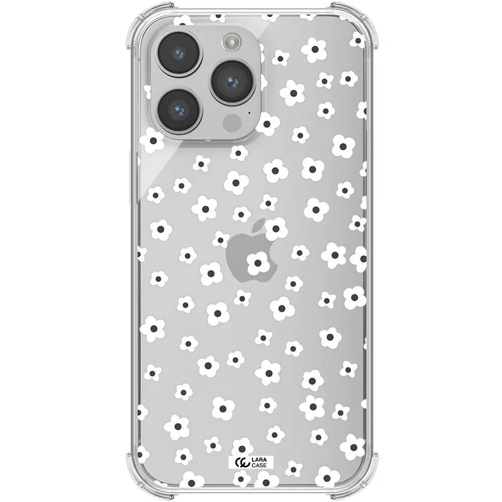 Five Petal White Flower Apple iPhone 14 pro max Clear PC Case