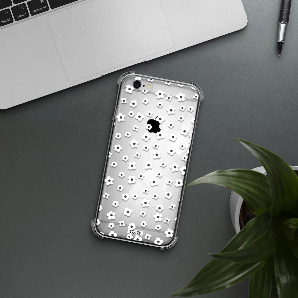 Five Petal White Flower Apple iPhone 6 Clear PC Case