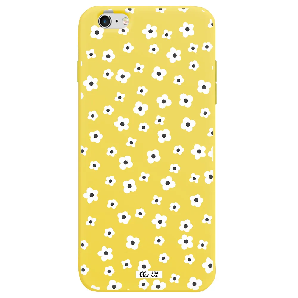 Five Petal White Flower Apple iPhone 6 plus Silicone canary yellow Case