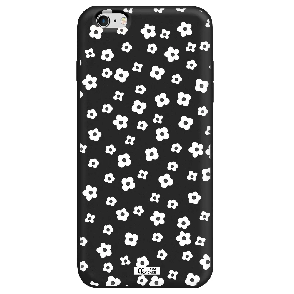 Five Petal White Flower Apple iPhone 6 s plus Silicone black Case