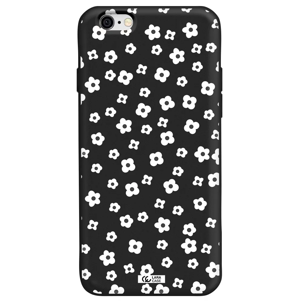 Five Petal White Flower Apple iPhone 6 Silicone black Case
