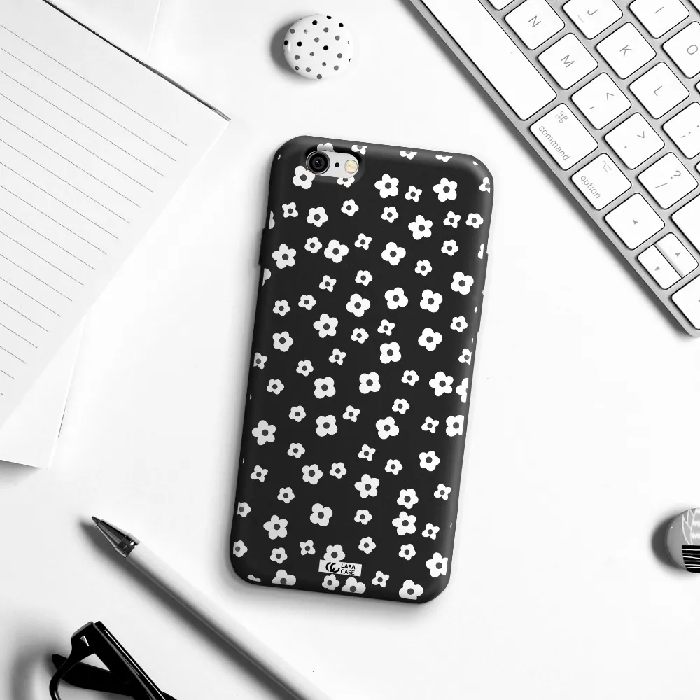 Five Petal White Flower Apple iPhone 6 Silicone black Case