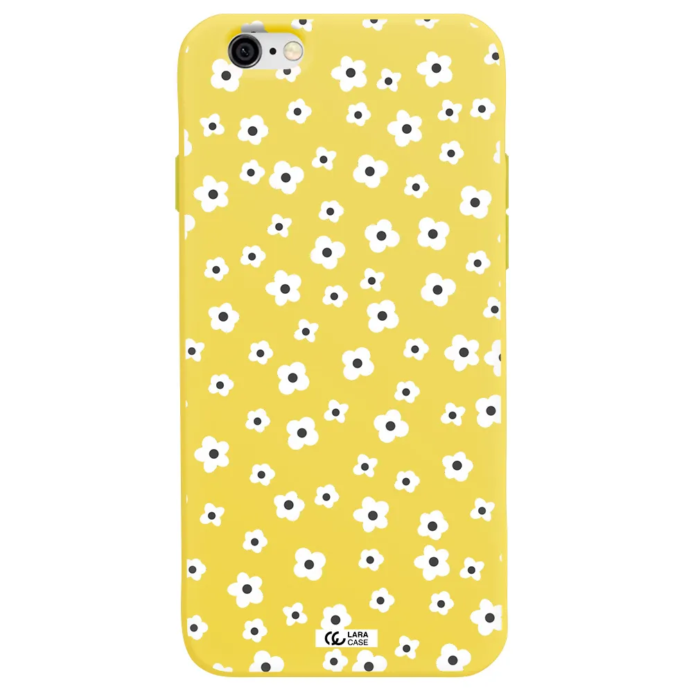 Five Petal White Flower Apple iPhone 6 Silicone canary yellow Case