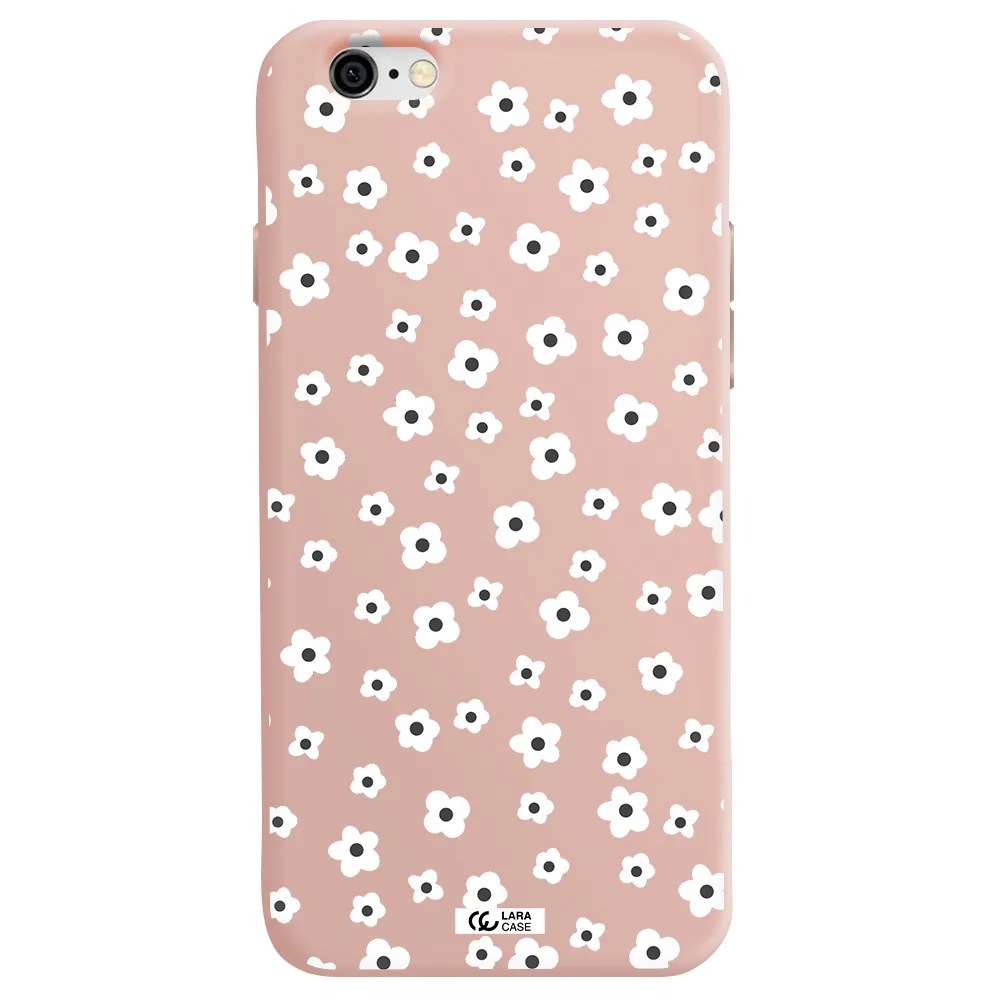 Five Petal White Flower Apple iPhone 6 Silicone pastel pink Case