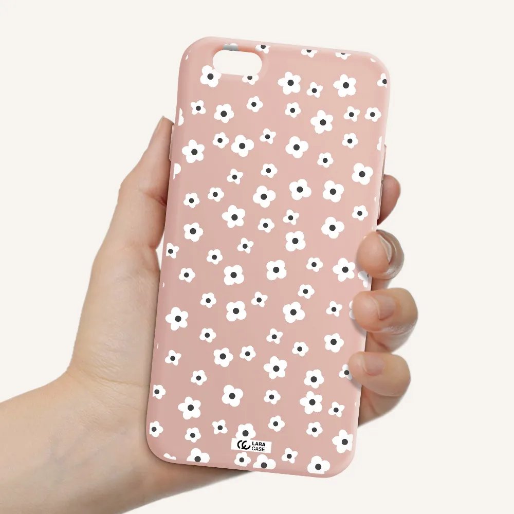 Five Petal White Flower Apple iPhone 6 Silicone pastel pink Case
