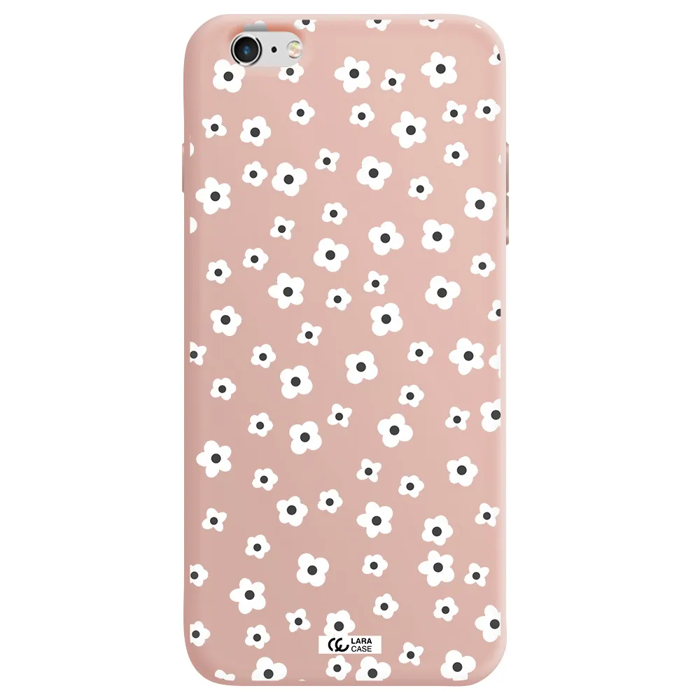 Five Petal White Flower Apple iPhone 6S Silicone pastel pink Case