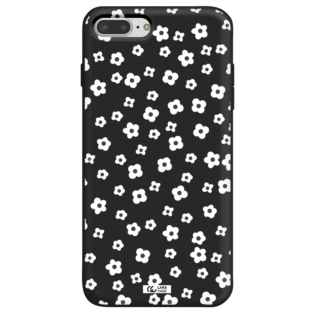 Five Petal White Flower Apple iPhone 7 plus Silicone black Case