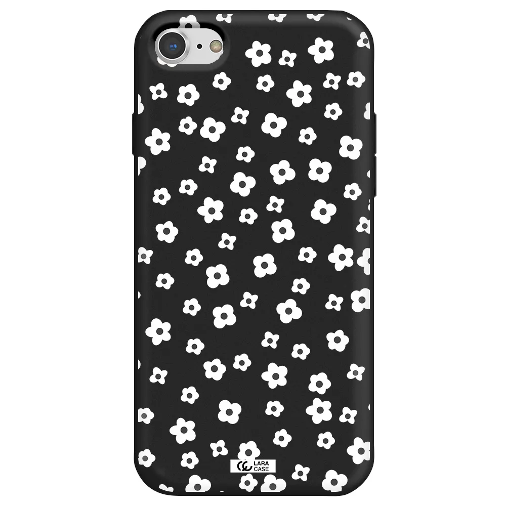 Five Petal White Flower Apple iPhone 7 Silicone black Case