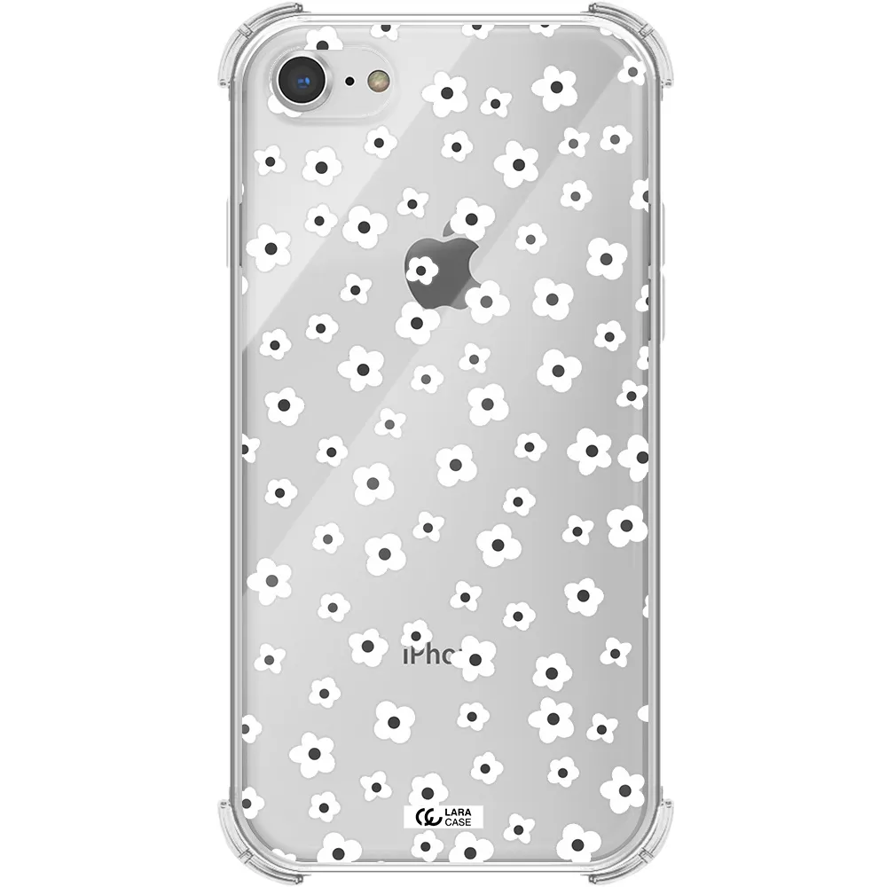 Five Petal White Flower Apple iPhone 8 Clear PC Case
