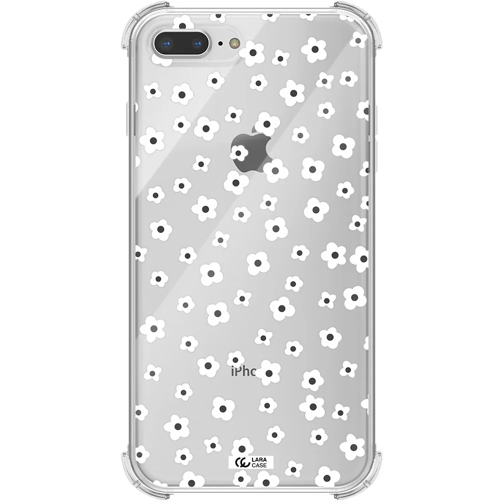 Five Petal White Flower Apple iPhone 8 plus Clear PC Case