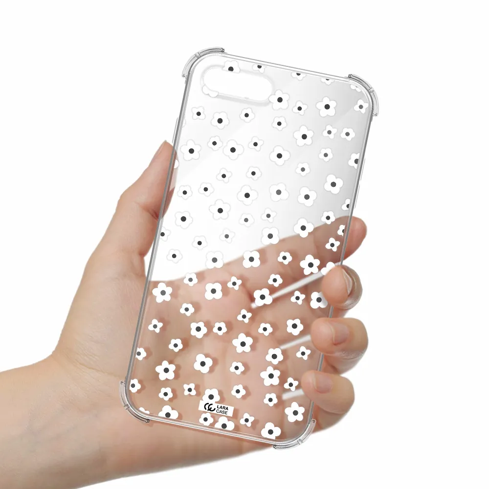 Five Petal White Flower Apple iPhone 8 plus Clear PC Case
