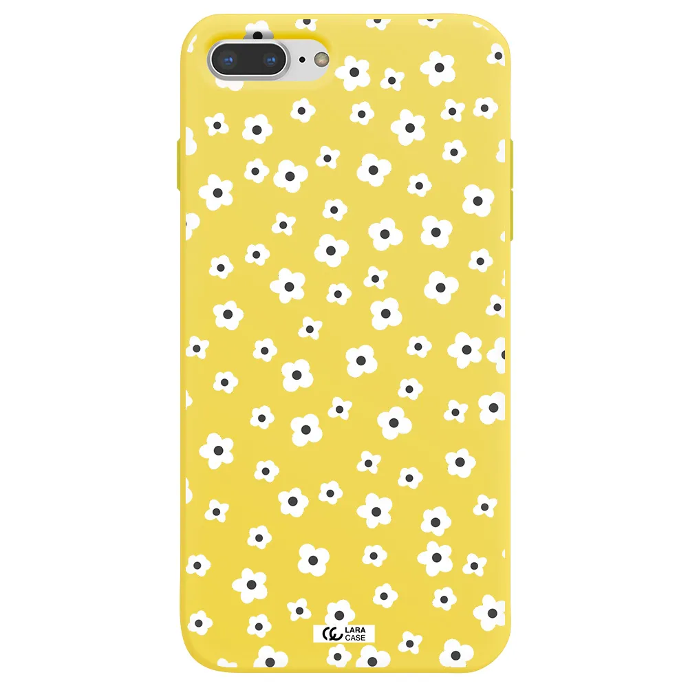 Five Petal White Flower Apple iPhone 8 plus Silicone canary yellow Case