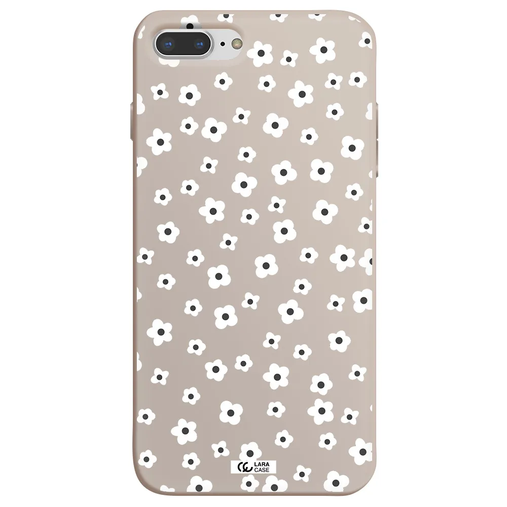 Five Petal White Flower Apple iPhone 8 plus Silicone Stone Case
