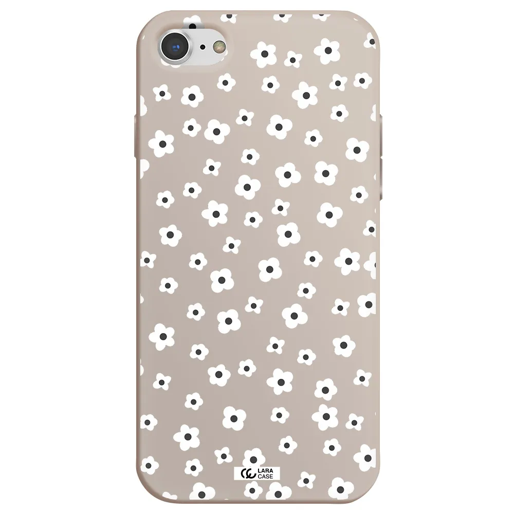 Five Petal White Flower Apple iPhone 8 Silicone Stone Case