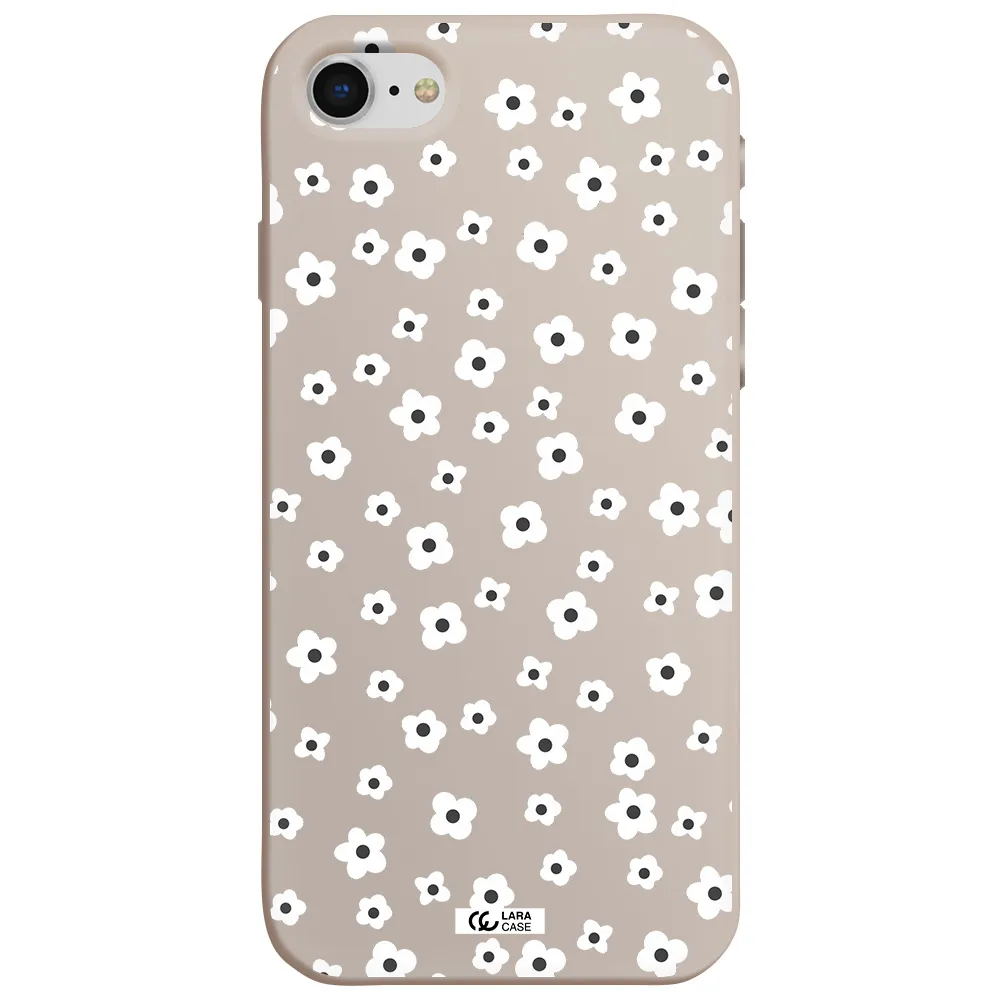 Five Petal White Flower Apple iPhone se 2020 Silicone Stone Case