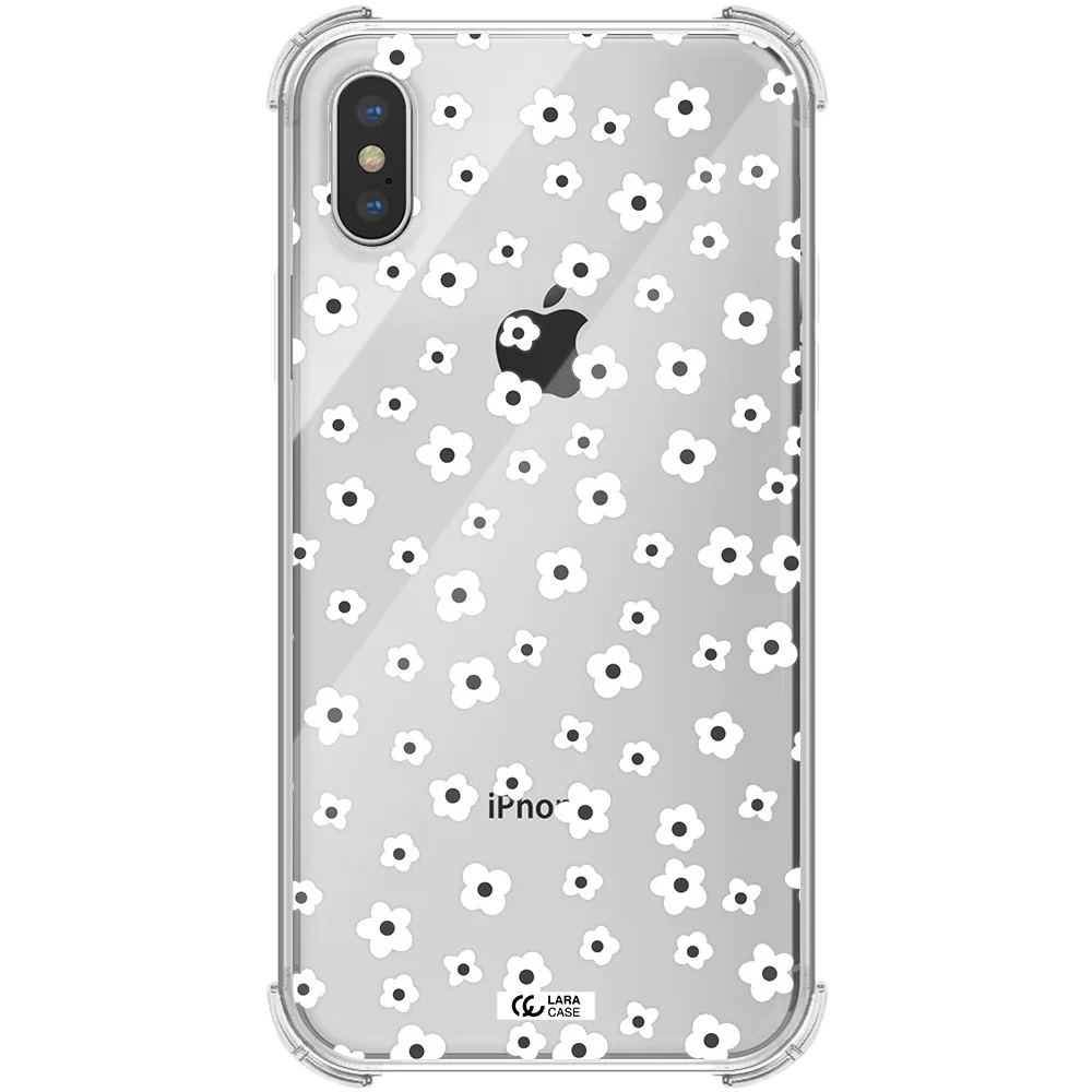 Five Petal White Flower Apple iPhone X Clear PC Case