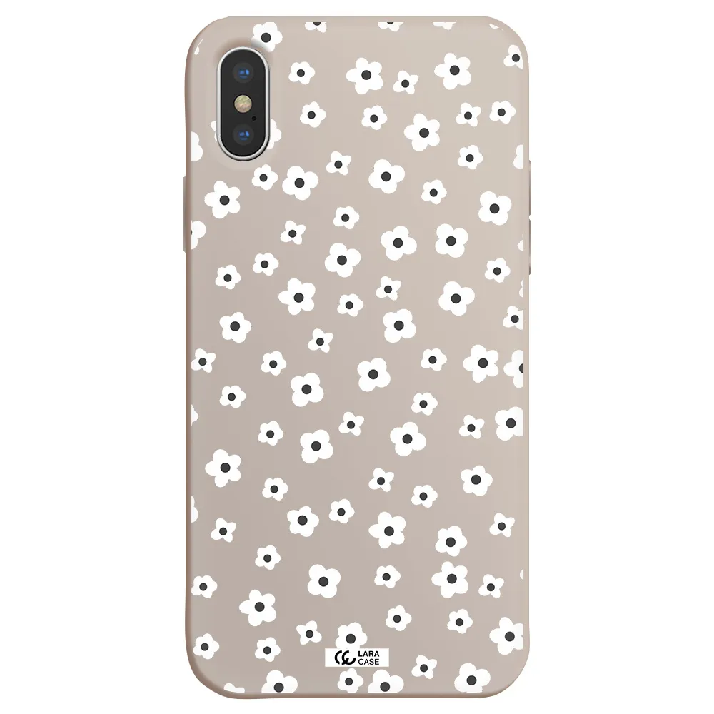 Five Petal White Flower Apple iPhone X Silicone Stone Case