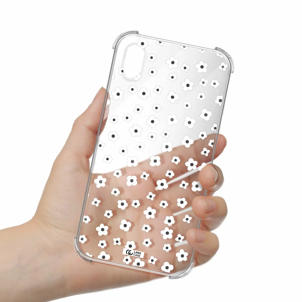 Five Petal White Flower Apple iPhone XR Clear PC Case
