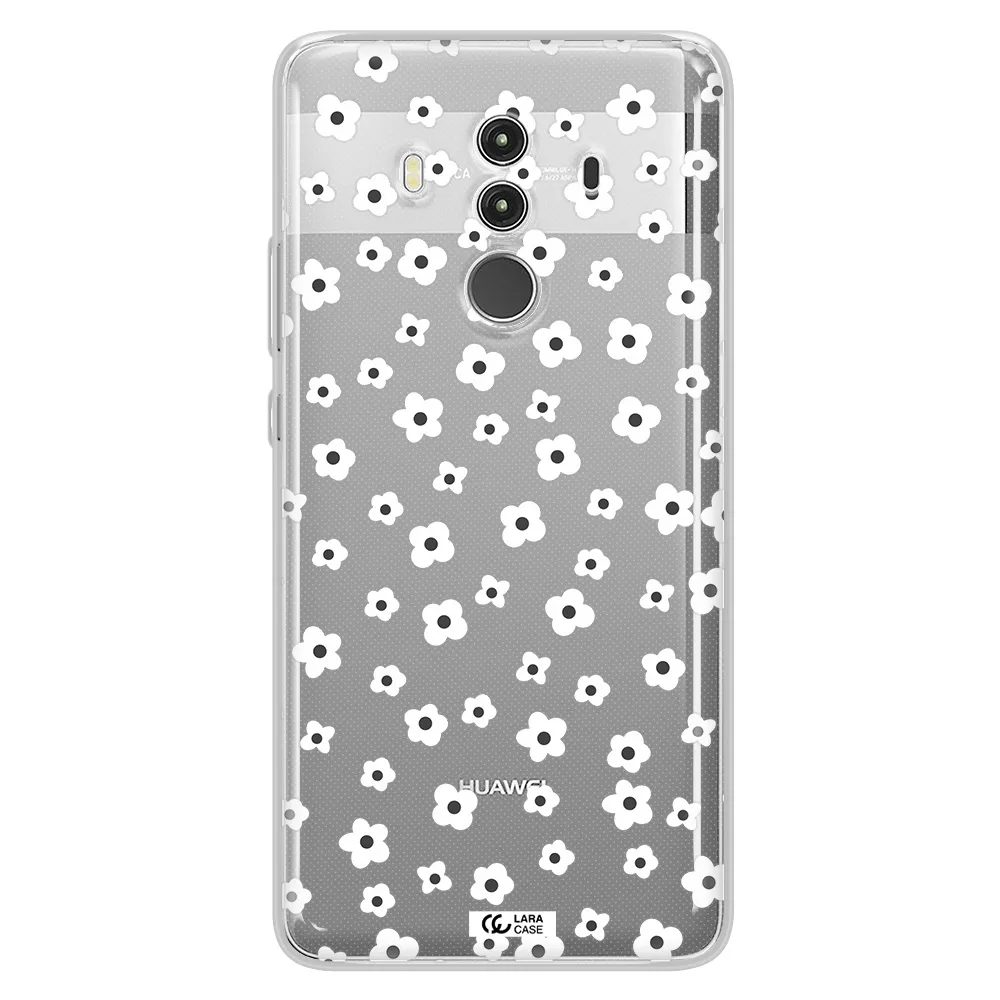 Five Petal White Flower Huawei Mate 10 Clear TPU Case