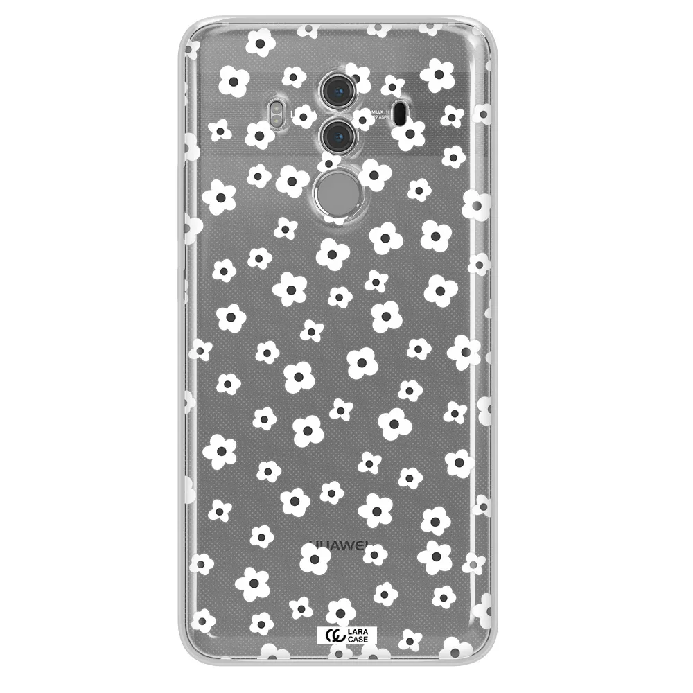 Five Petal White Flower Huawei Mate 10 Pro Clear TPU Case