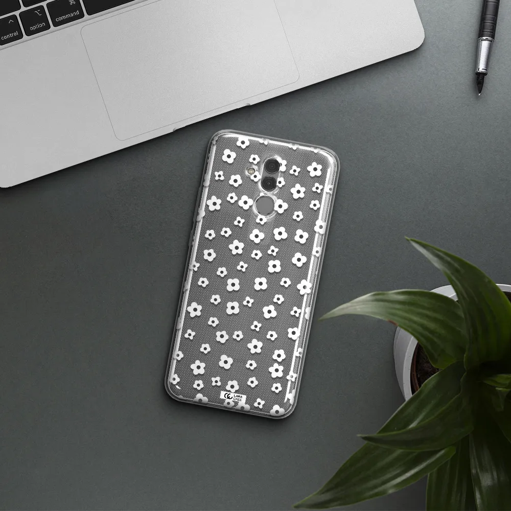 Five Petal White Flower Huawei Mate 20 Lite Clear TPU Case