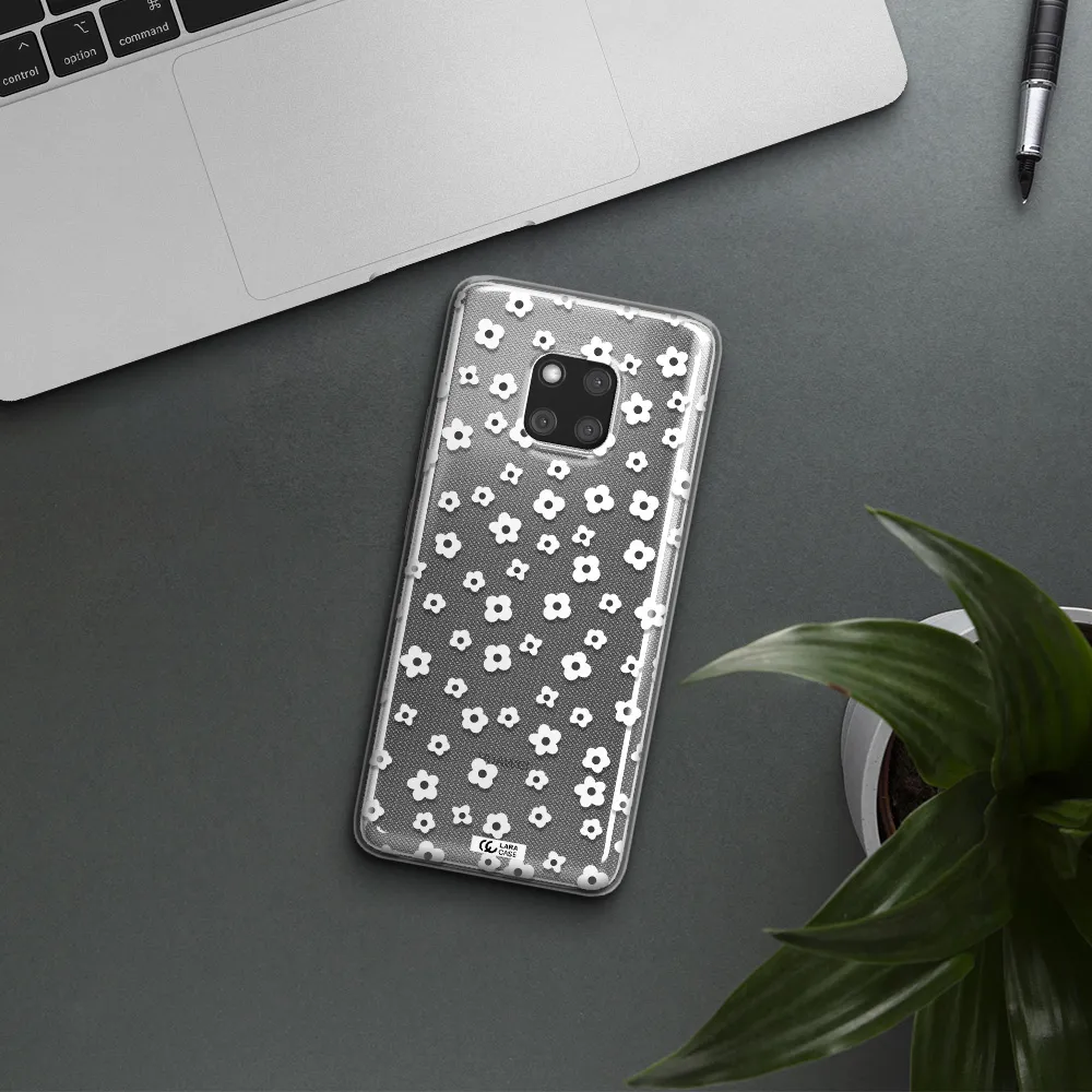 Five Petal White Flower Huawei Mate 20 Pro Clear TPU Case
