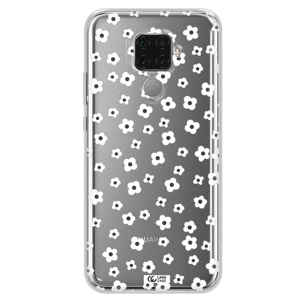 Five Petal White Flower Huawei Mate 30 Lite Clear TPU Case