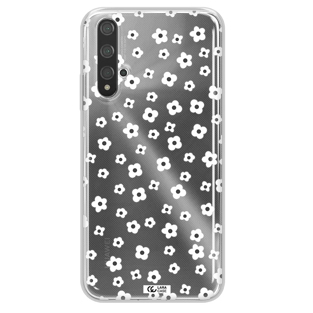 Five Petal White Flower Huawei Nova 5t Clear TPU Case