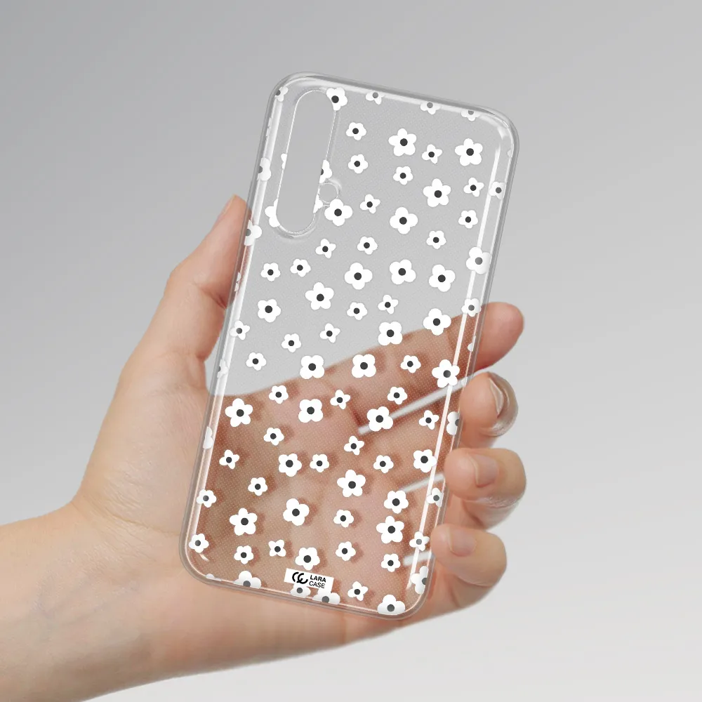 Five Petal White Flower Huawei Nova 5t Clear TPU Case