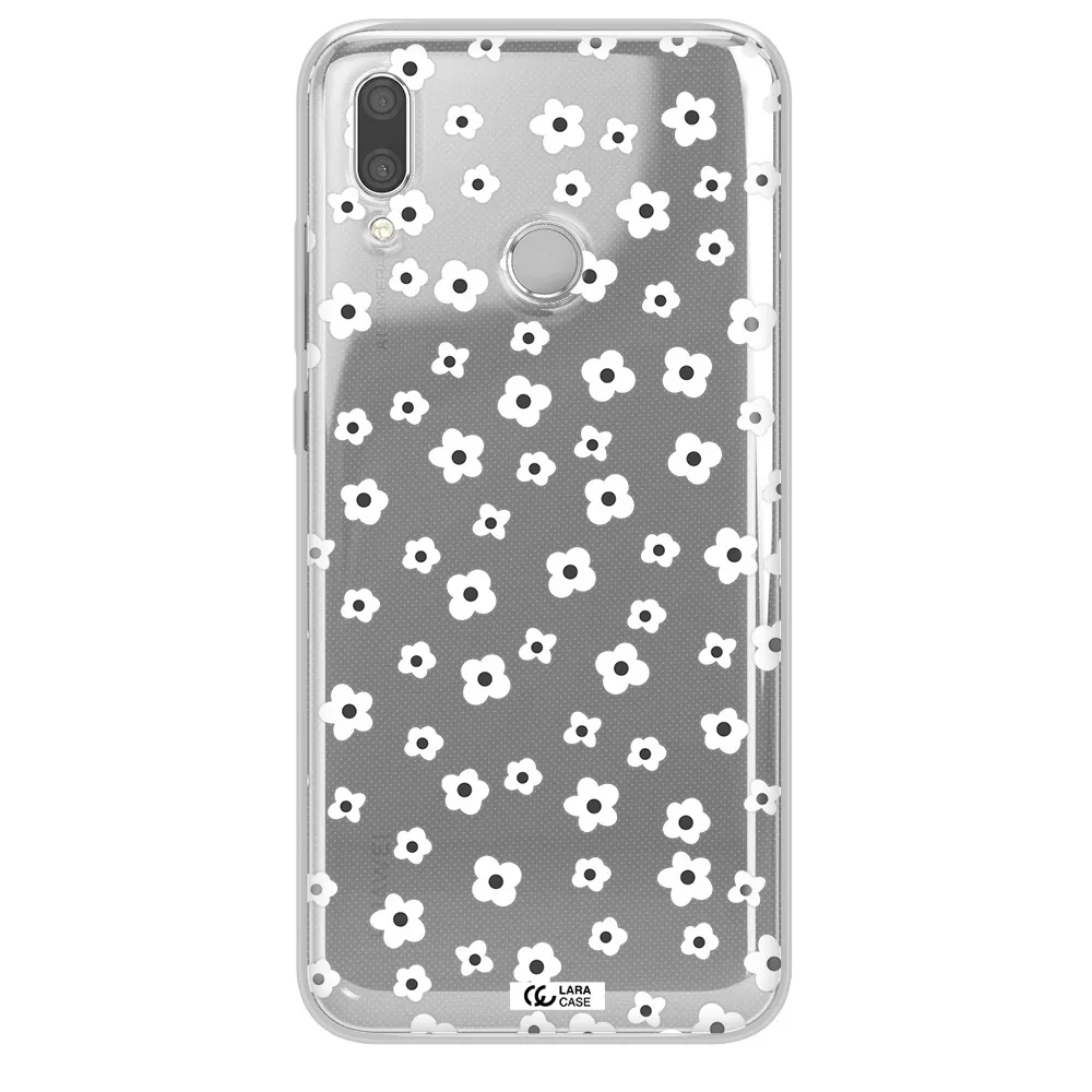 Five Petal White Flower Huawei P Smart 2019 Clear TPU Case